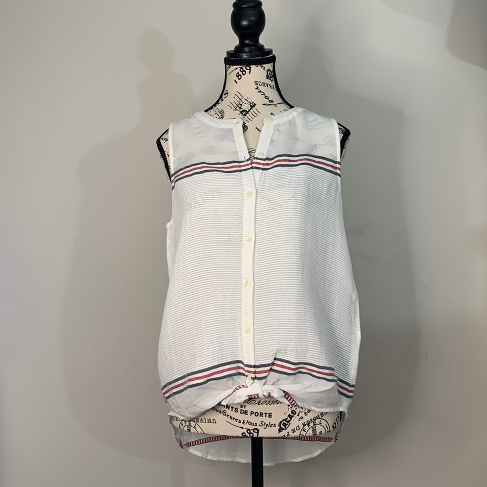 Lucky Brand Stripe Tie Front Blouse Size:S